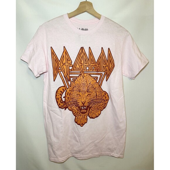 Philcos Def Leppard Light Pink Graphic T-Shirt Women's SIZE SMALL NWT - Picture 1 of 6